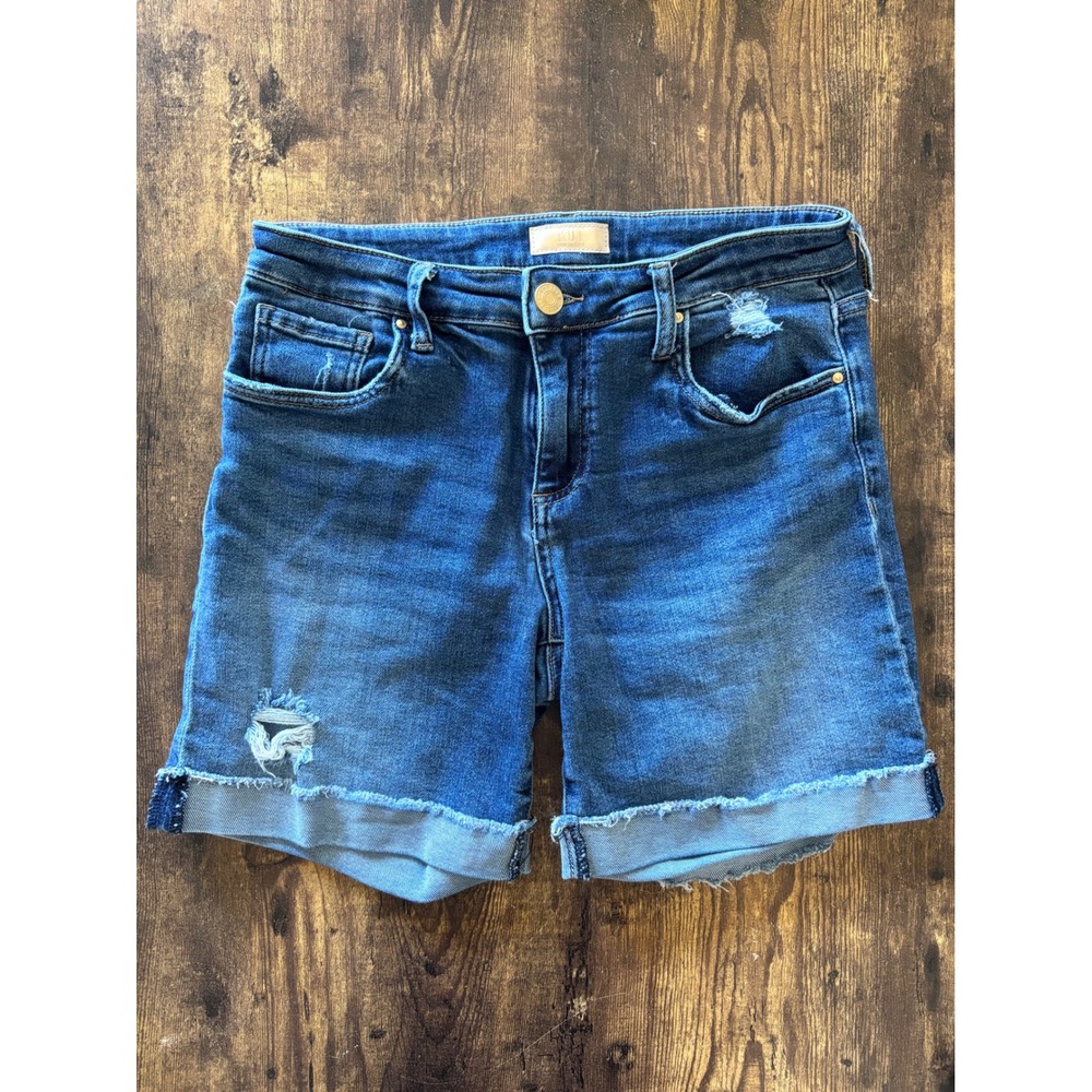 Kut from the Kloth Catherine Boyfriend Shorts Blue Distressed Denim Size 8